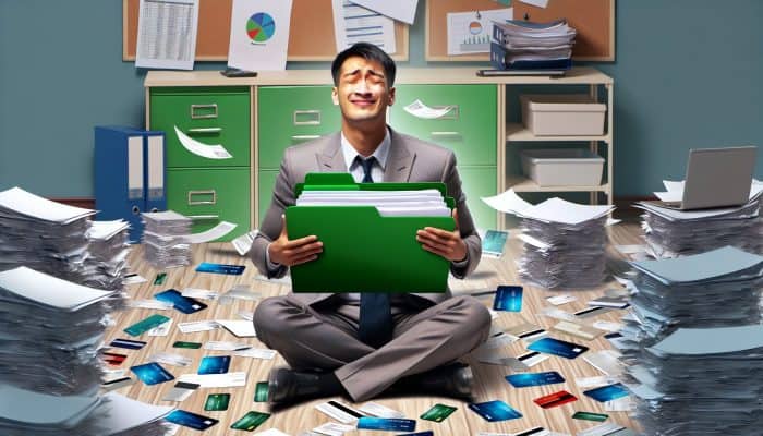 New Debt Consolidation Lenders to Know: Person consolidating debts into a single folder, symbolizing relief and lower interest rates.