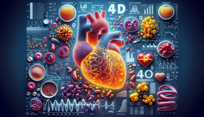 Cholesterol Blood Test in Bracknell: Infographic detailing cholesterol types: total, LDL (bad), HDL (good), triglycerides, and their implications for heart health, measured in mg/dL.