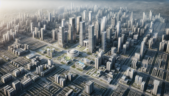 Aerial view of Mahikeng's CBD and emerging suburbs Golfview and Montshioa with new developments.