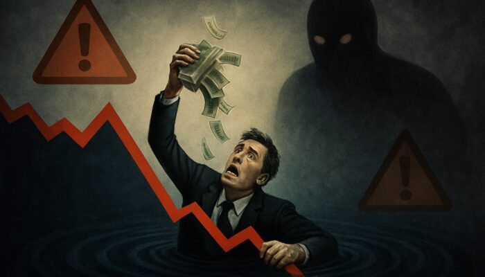 Investor overwhelmed by financial losses while investing in falling stock charts