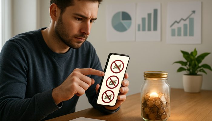 Blocking Apps and Sites During a Debt Plan: Essential Advice | DCL Determined individual configures mobile app to block retail sites near illuminated savings jar and debt charts